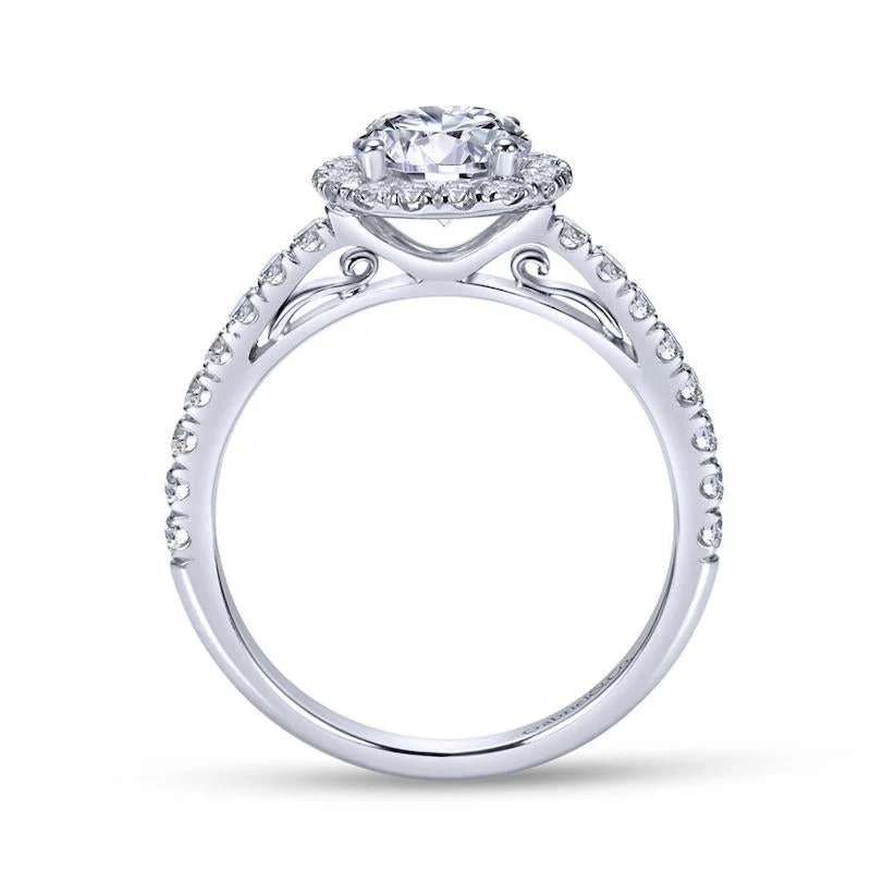 Gabriel & Co. 14k White Gold Contemporary Halo Engagement Ring - Image 2