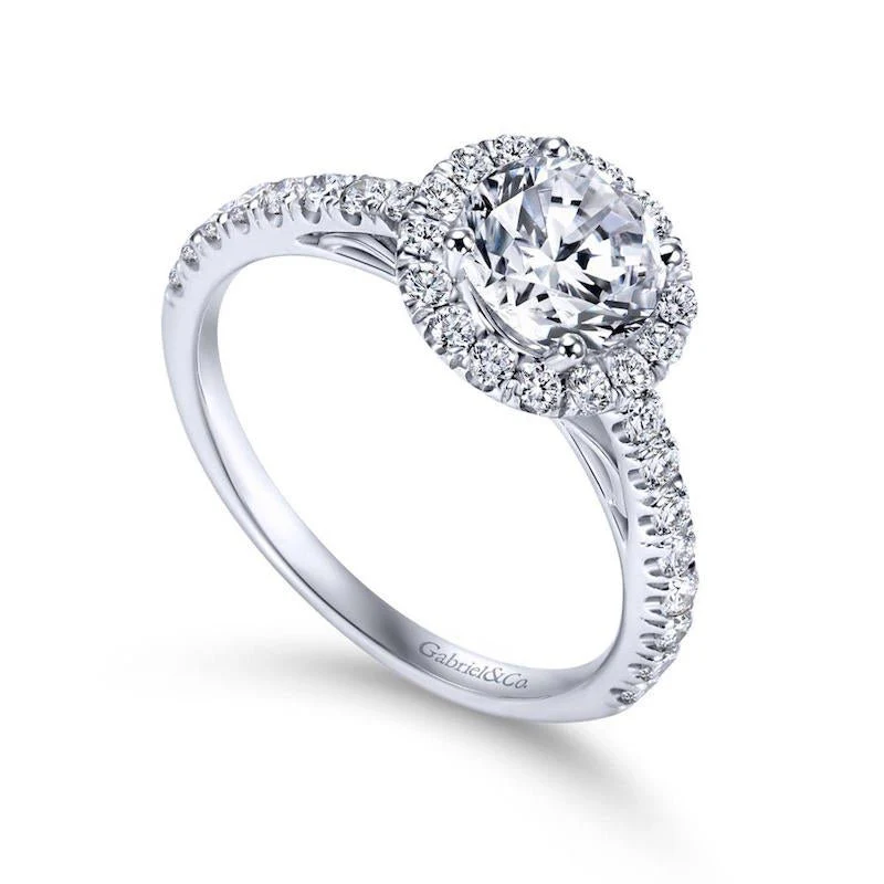 Gabriel & Co. 14k White Gold Contemporary Halo Engagement Ring - Image 3