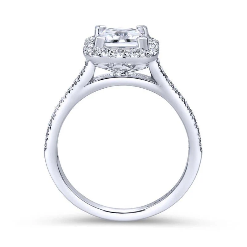 Gabriel & Co. 14k White Gold Contemporary Halo Engagement Ring - Image 2