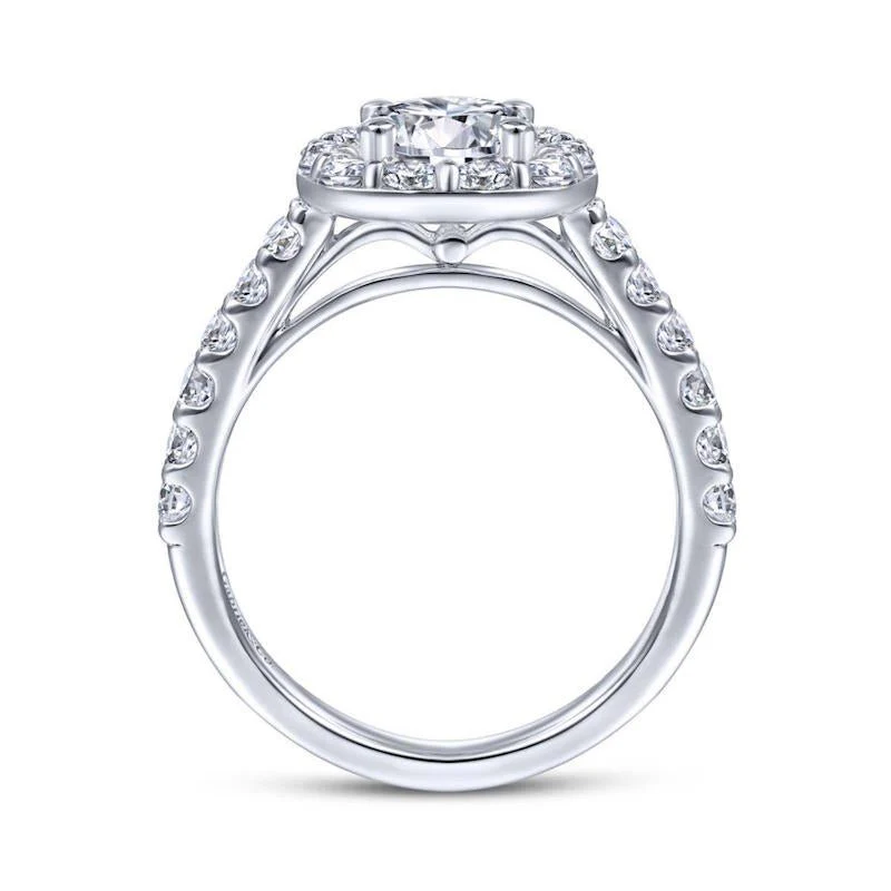 Gabriel & Co. 14k White Gold Contemporary Halo Engagement Ring - Image 2