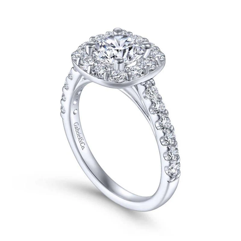 Gabriel & Co. 14k White Gold Contemporary Halo Engagement Ring - Image 3