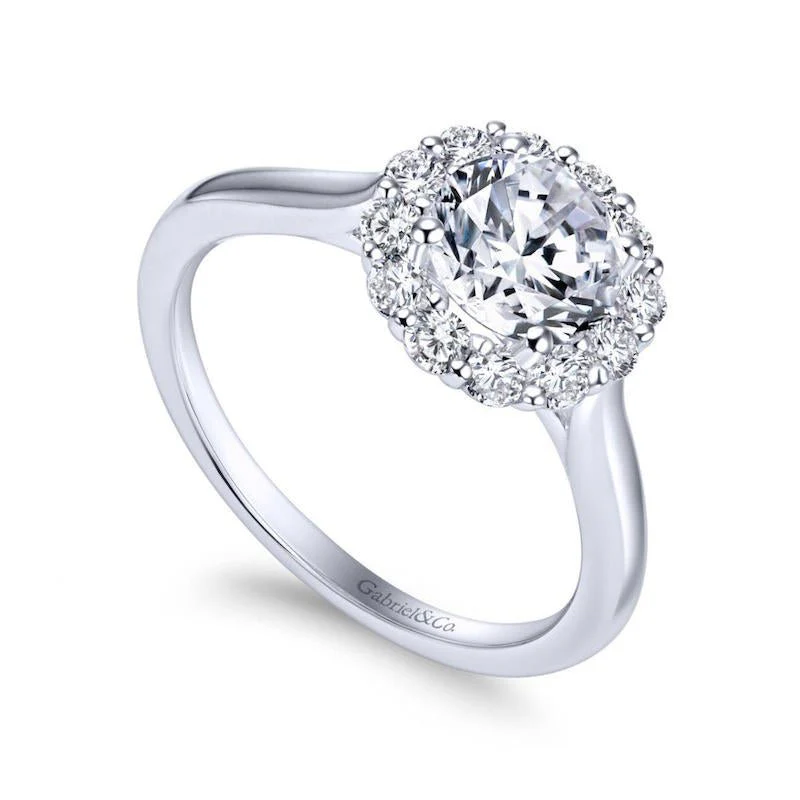 Gabriel & Co. 14k White Gold Contemporary Halo Engagement Ring - Image 3