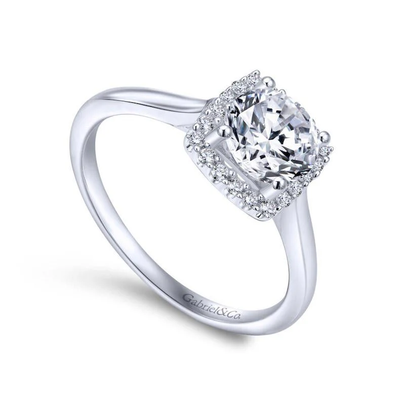 Gabriel & Co. 14k White Gold Contemporary Halo Engagement Ring - Image 3