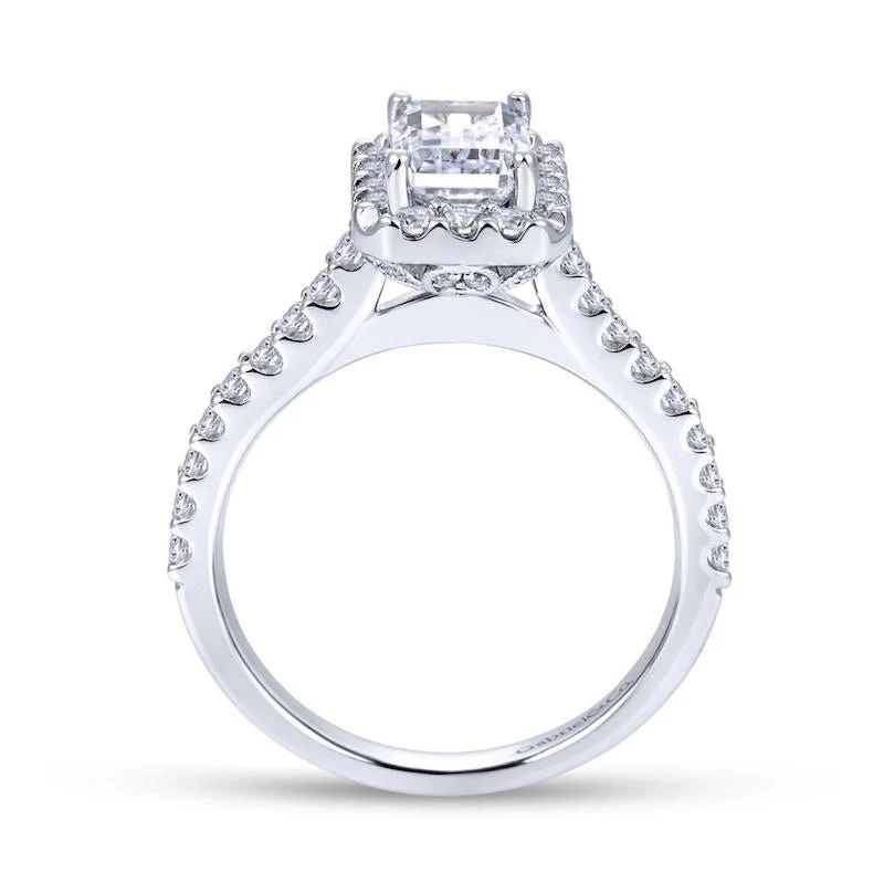 Gabriel & Co. 14k White Gold Contemporary Halo Engagement Ring - Image 2