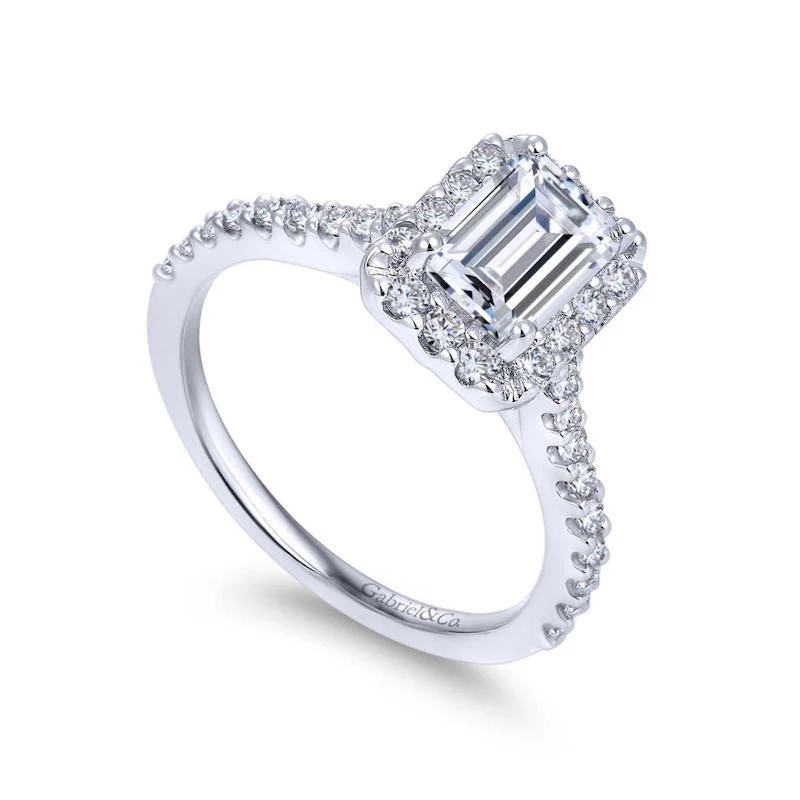 Gabriel & Co. 14k White Gold Contemporary Halo Engagement Ring - Image 3