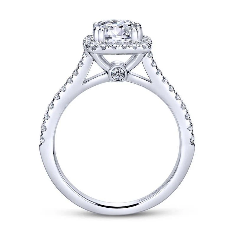 Gabriel & Co. 14k White Gold Contemporary Halo Engagement Ring - Image 2