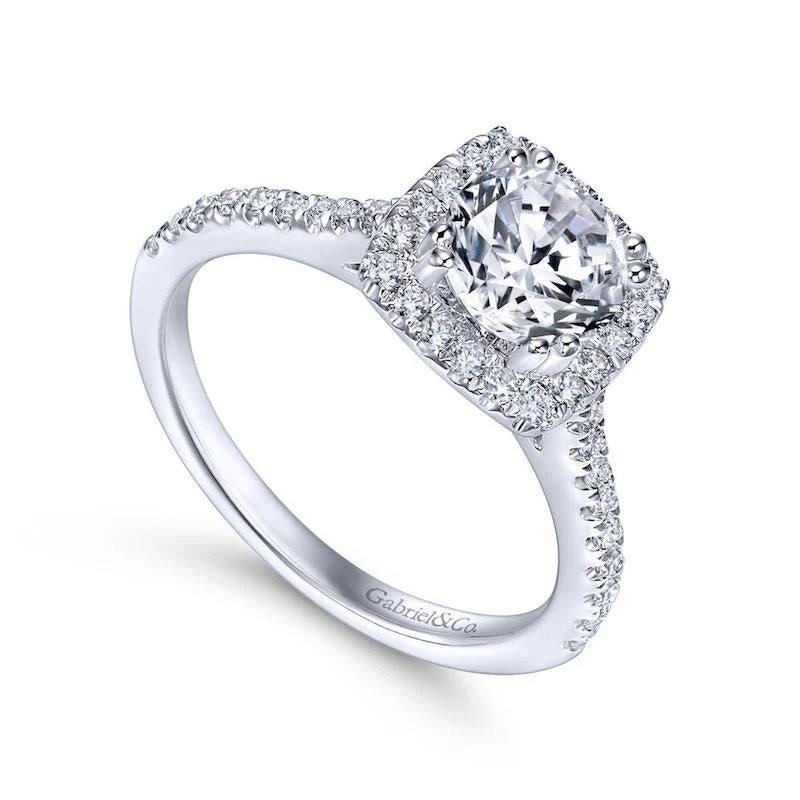 Gabriel & Co. 14k White Gold Contemporary Halo Engagement Ring - Image 3
