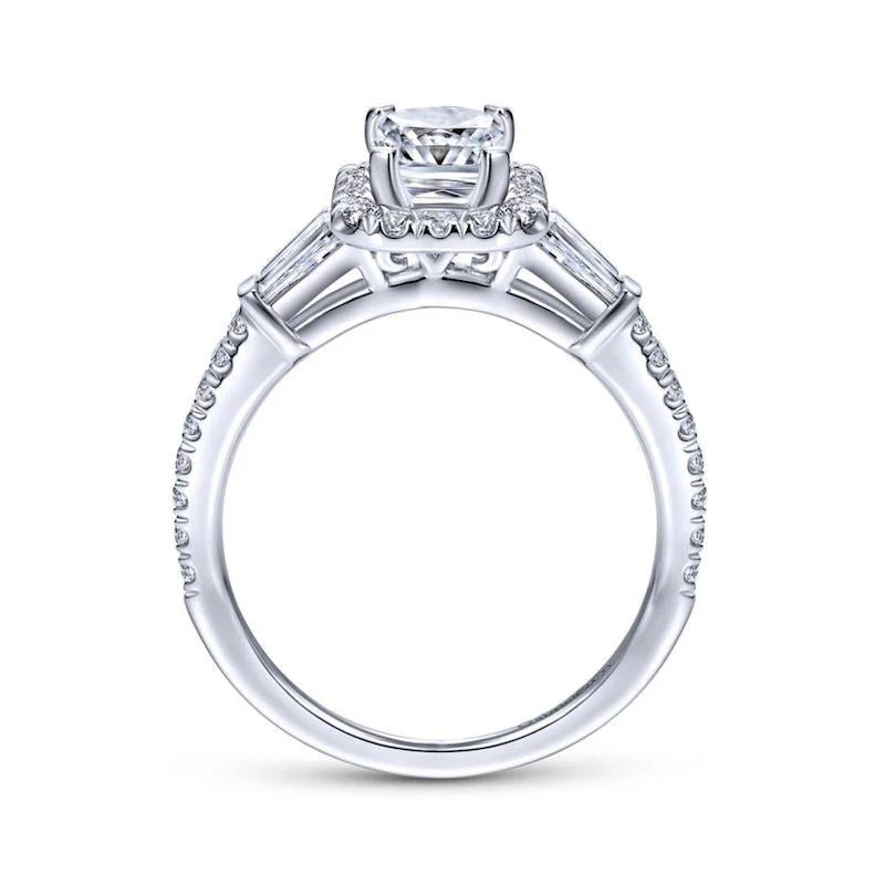 Gabriel & Co. 14k White Gold Contemporary Halo Engagement Ring - Image 2