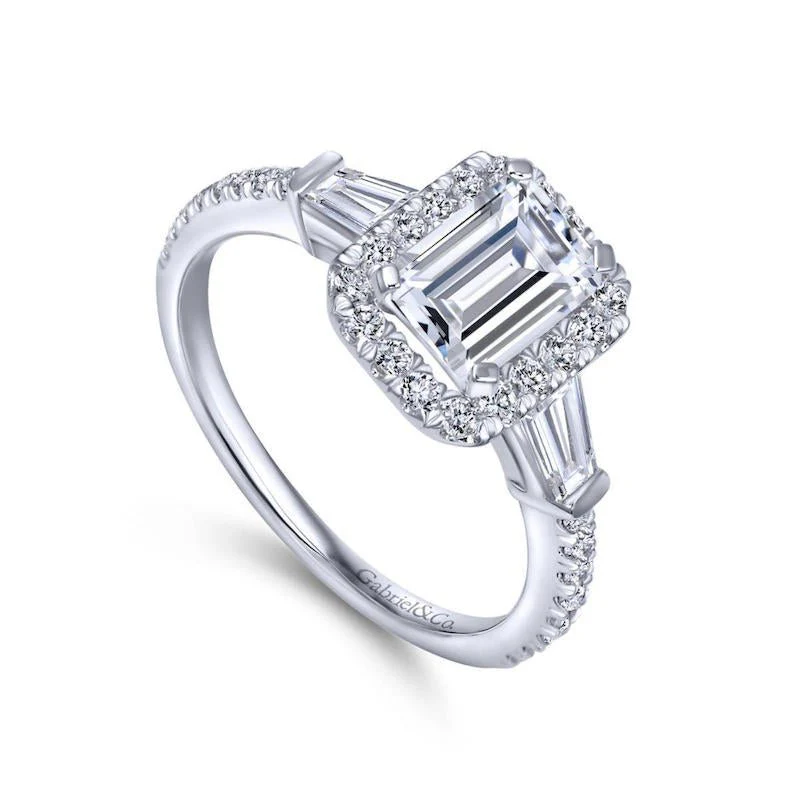 Gabriel & Co. 14k White Gold Contemporary Halo Engagement Ring - Image 3