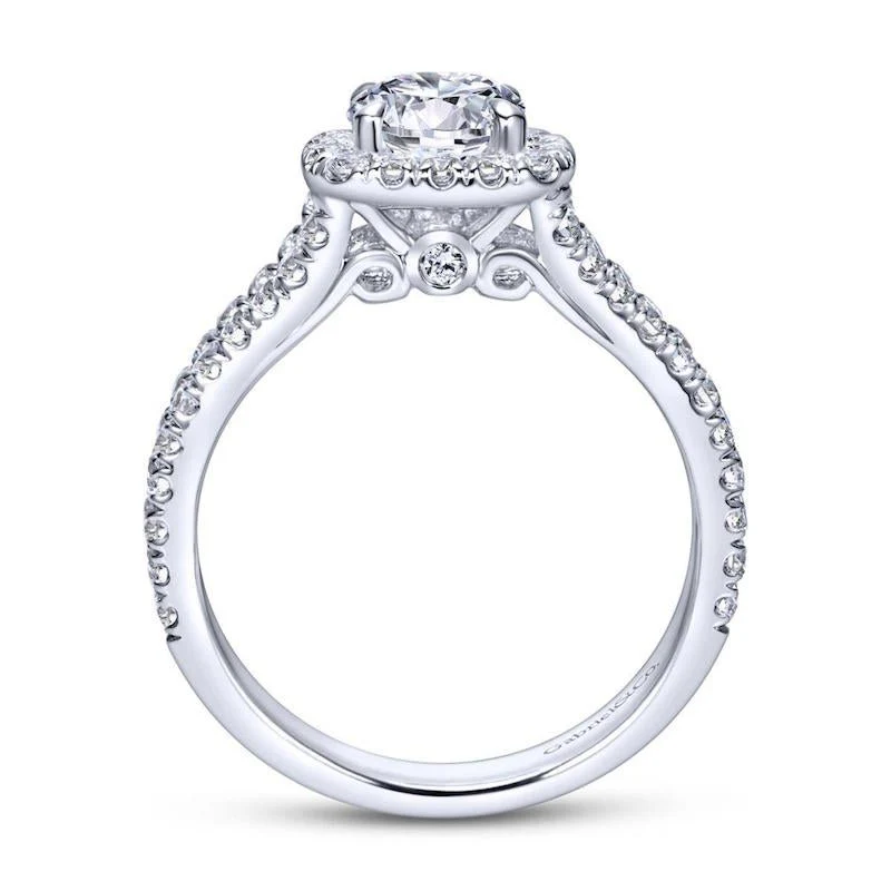 Gabriel & Co. 14k White Gold Contemporary Halo Engagement Ring - Image 2