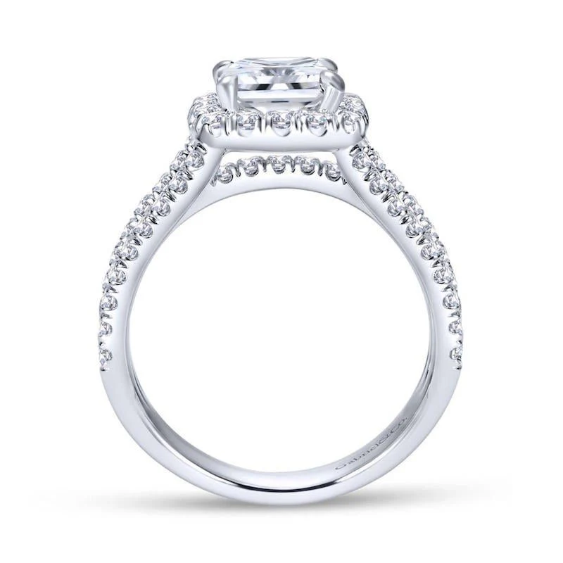 Gabriel & Co. 14k White Gold Contemporary Halo Engagement Ring - Image 2