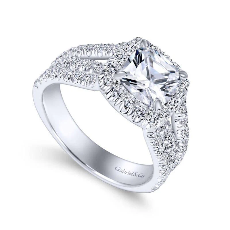 Gabriel & Co. 14k White Gold Contemporary Halo Engagement Ring - Image 3
