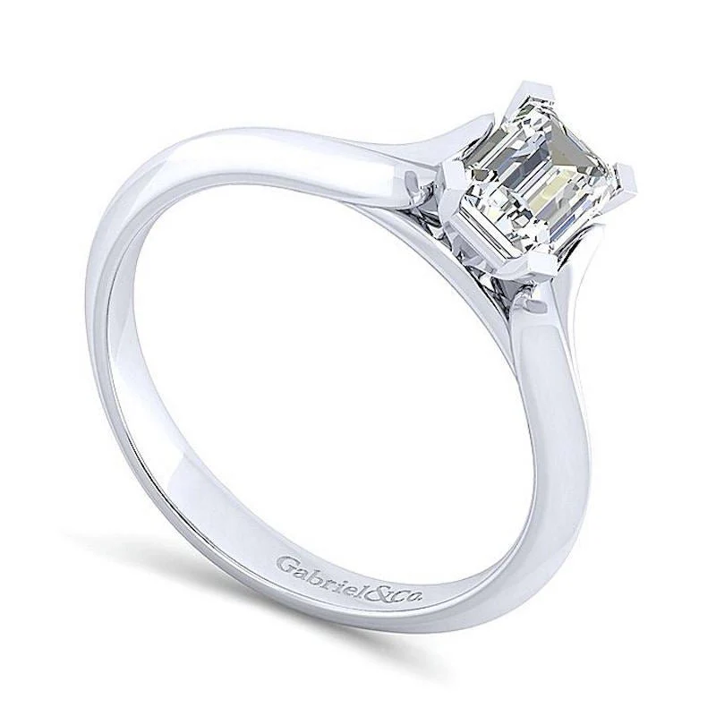 Gabriel & Co 14K White Gold Contemporary Solitaire Diamond Engagement Ring - Image 3