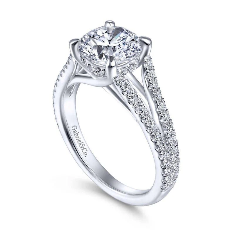 Gabriel & Co. 14k White Gold Contemporary Split Shank Engagement Ring - Image 3