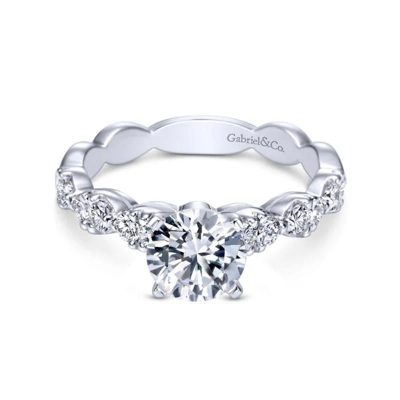 Gabriel & Co. 14k White Gold Contemporary Straight Diamond Engagement Ring - Image 2
