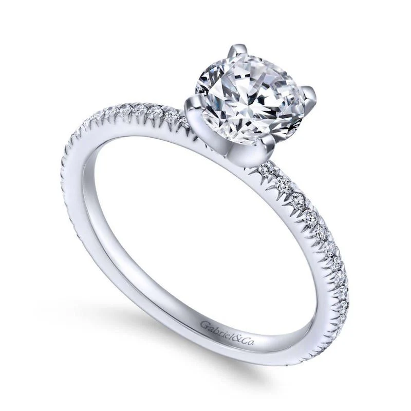 Gabriel & Co. 14k White Gold Contemporary Straight Diamond Engagement Ring - Image 4