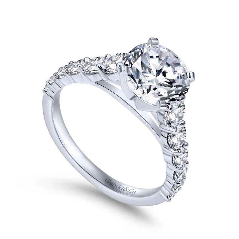 Gabriel & Co. 14k White Gold Contemporary Straight Engagement Ring - Image 3