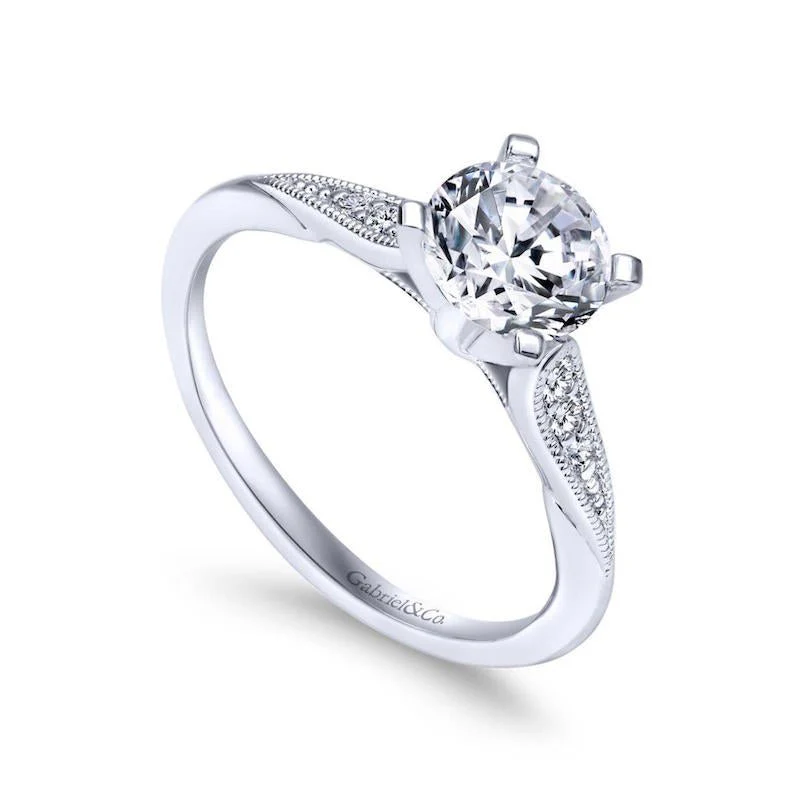 Gabriel & Co. 14k White Gold Contemporary Straight Engagement Ring - Image 3