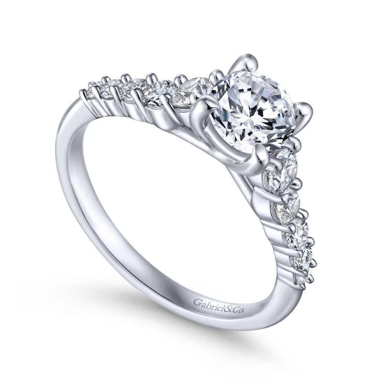 Gabriel & Co. 14k White Gold Contemporary Straight Engagement Ring - Image 3