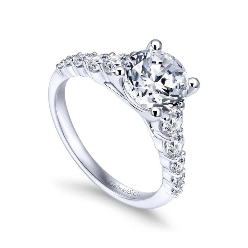 Gabriel & Co. 14k White Gold Contemporary Straight Engagement Ring - Image 3