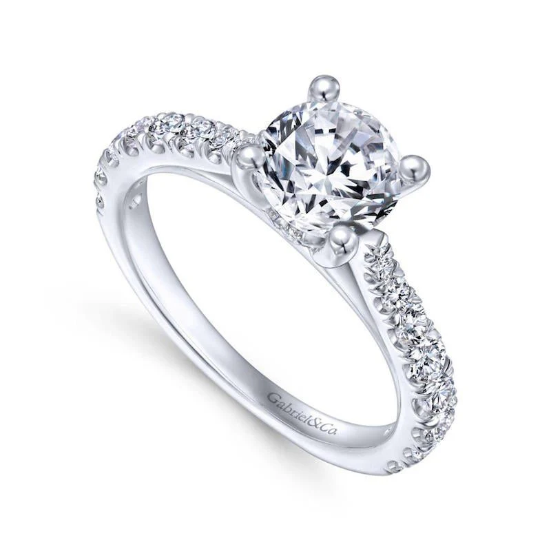 Gabriel & Co. 14k White Gold Contemporary Straight Engagement Ring - Image 3