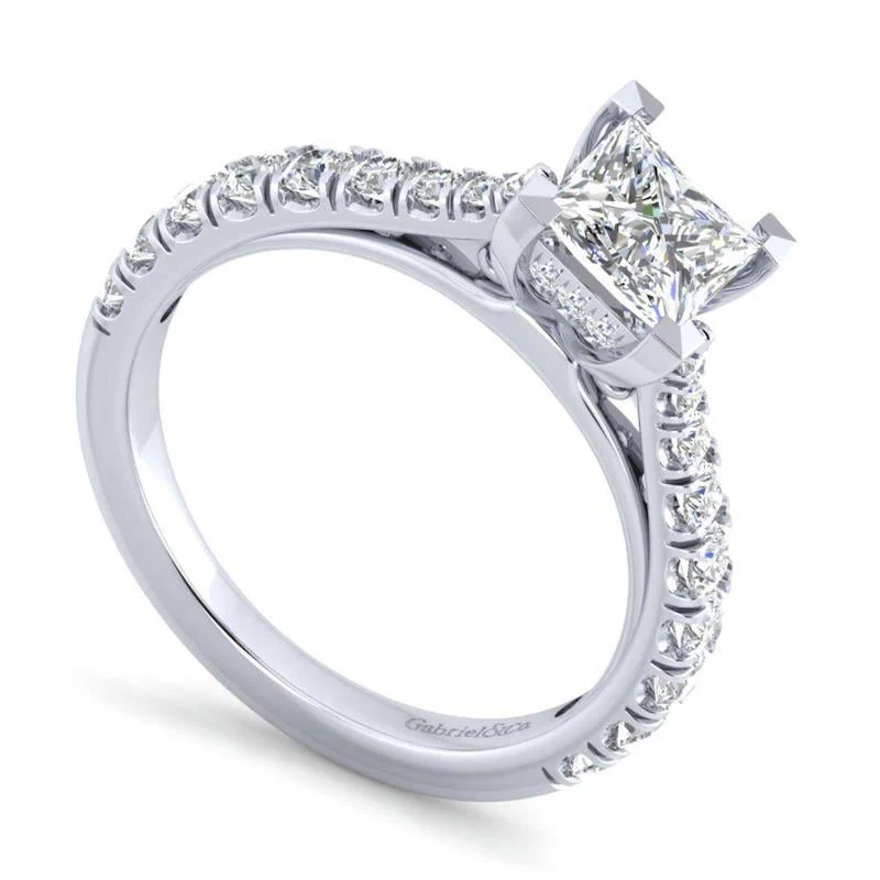 Gabriel & Co. 14k White Gold Contemporary Straight Engagement Ring - Image 3