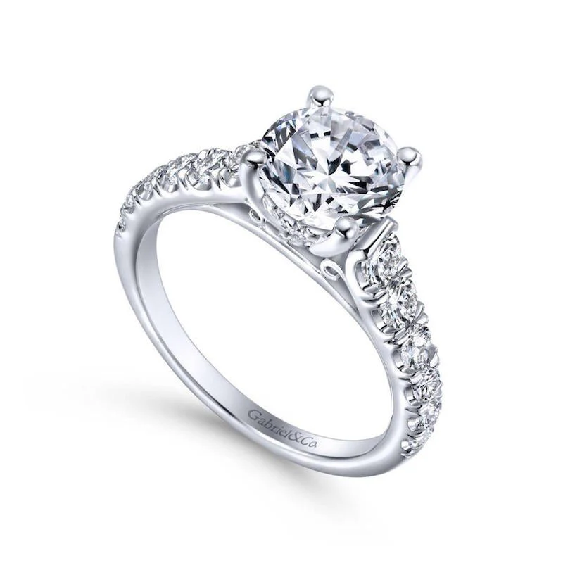 Gabriel & Co. 14k White Gold Contemporary Straight Engagement Ring - Image 3
