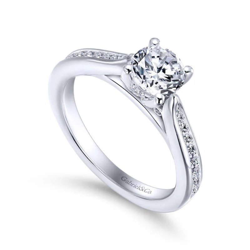 Gabriel & Co. 14k White Gold Contemporary Straight Engagement Ring - Image 3