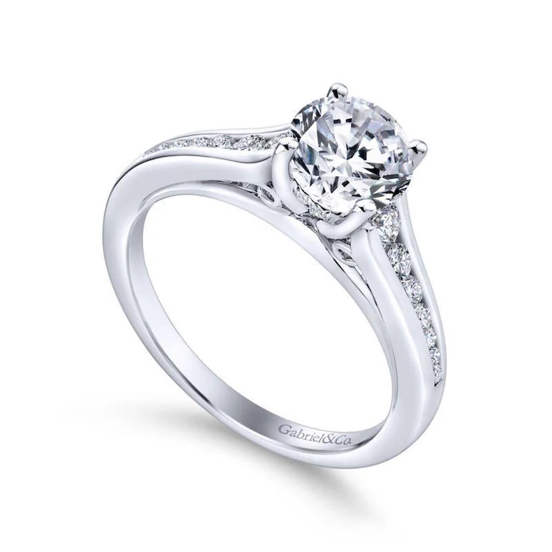 Gabriel & Co. 14k White Gold Contemporary Straight Engagement Ring - Image 3