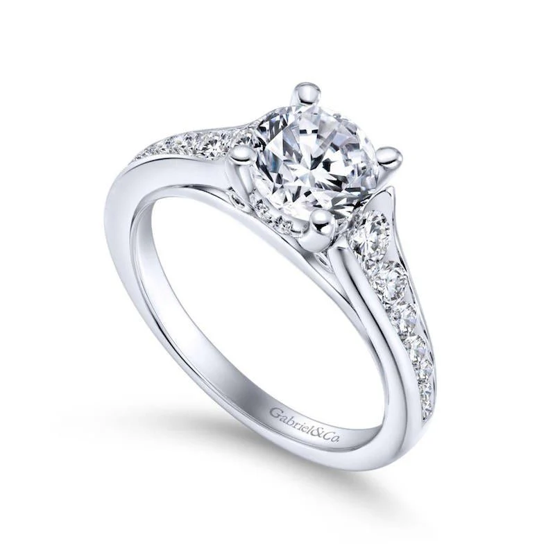 Gabriel & Co. 14k White Gold Contemporary Straight Engagement Ring - Image 3