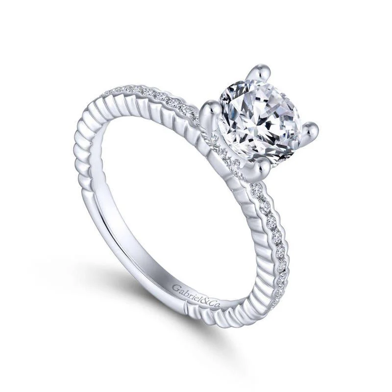 Gabriel & Co. 14k White Gold Contemporary Straight Engagement Ring - Image 3