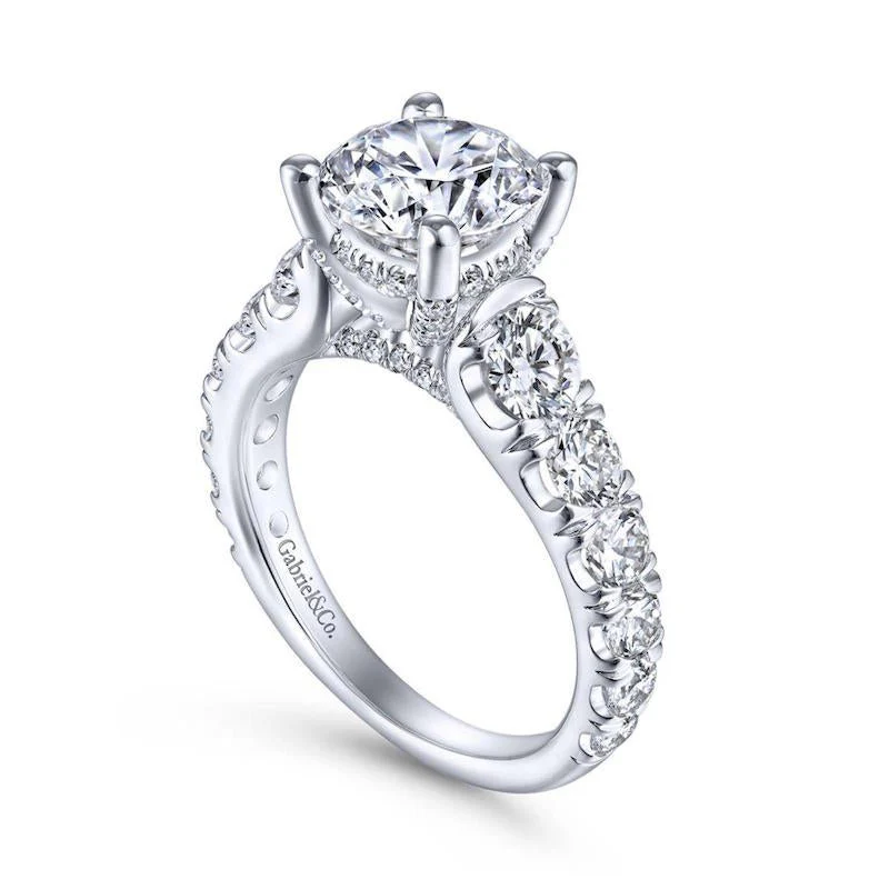 Gabriel & Co. 14k White Gold Contemporary Straight Engagement Ring - Image 3