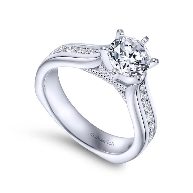 Gabriel & Co. 14k White Gold Contemporary Straight Engagement Ring - Image 3