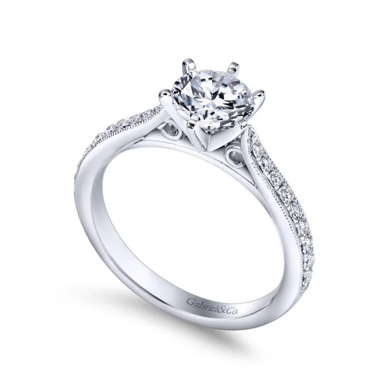 Gabriel & Co. 14k White Gold Contemporary Straight Engagement Ring - Image 3