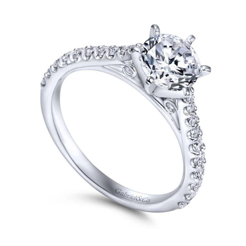 Gabriel & Co. 14k White Gold Contemporary Straight Engagement Ring - Image 3