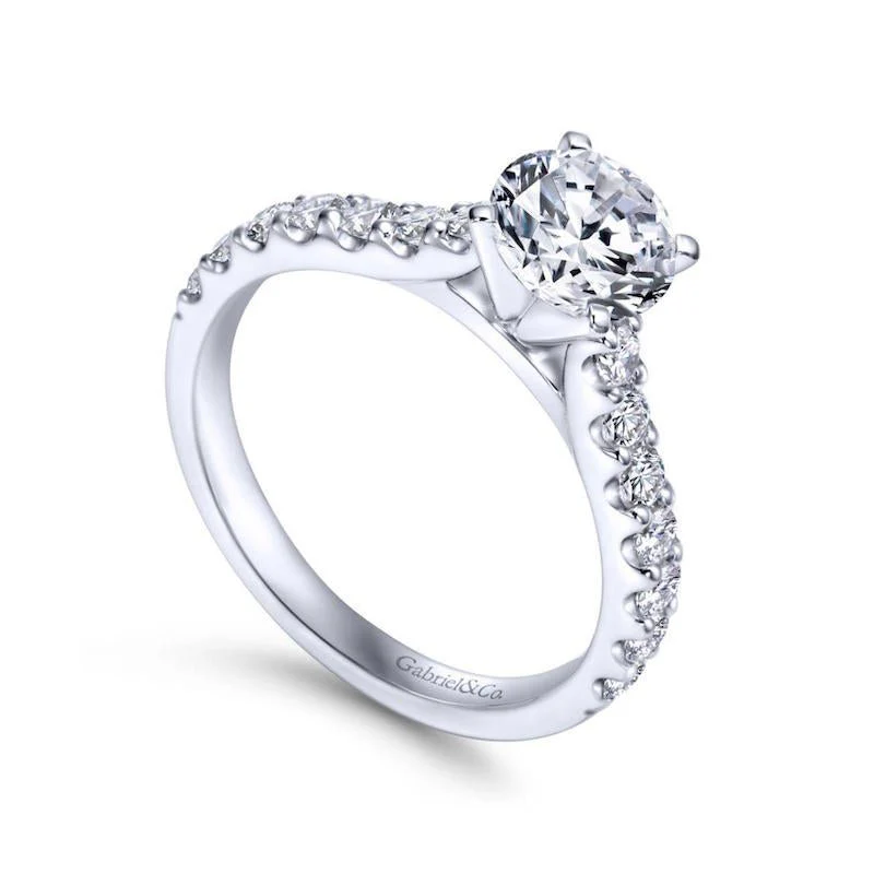 Gabriel & Co. 14k White Gold Contemporary Straight Engagement Ring - Image 3