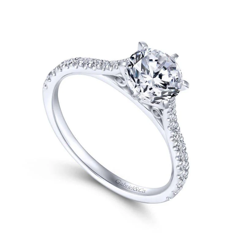 Gabriel & Co. 14k White Gold Contemporary Straight Engagement Ring - Image 3
