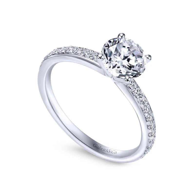 Gabriel & Co. 14k White Gold Contemporary Straight Engagement Ring - Image 3