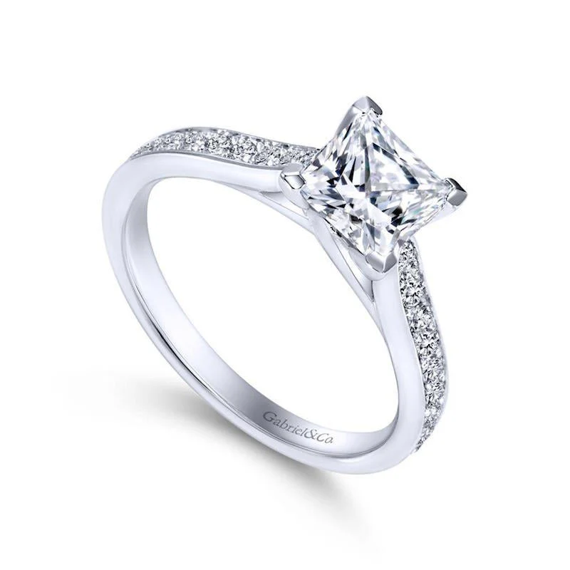 Gabriel & Co. 14k White Gold Contemporary Straight Engagement Ring - Image 3