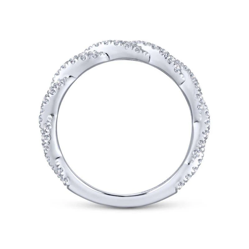 Gabriel & Co. 14k White Gold Contemporary Twist Wedding Band - Image 2