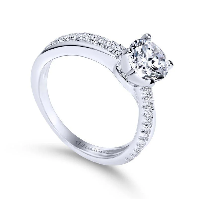 Gabriel & Co. 14k White Gold Contemporary Twisted Engagement Ring - Image 3