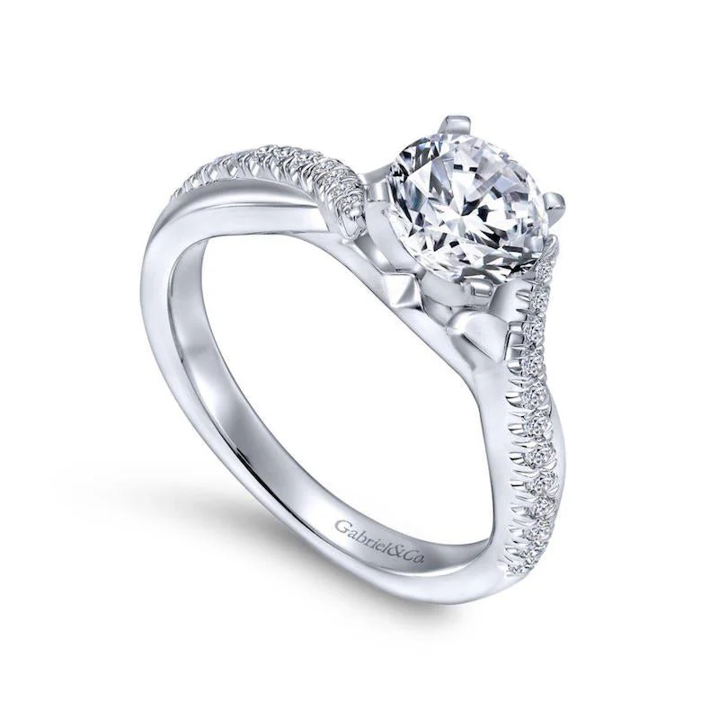 Gabriel & Co. 14k White Gold Contemporary Twisted Engagement Ring - Image 3