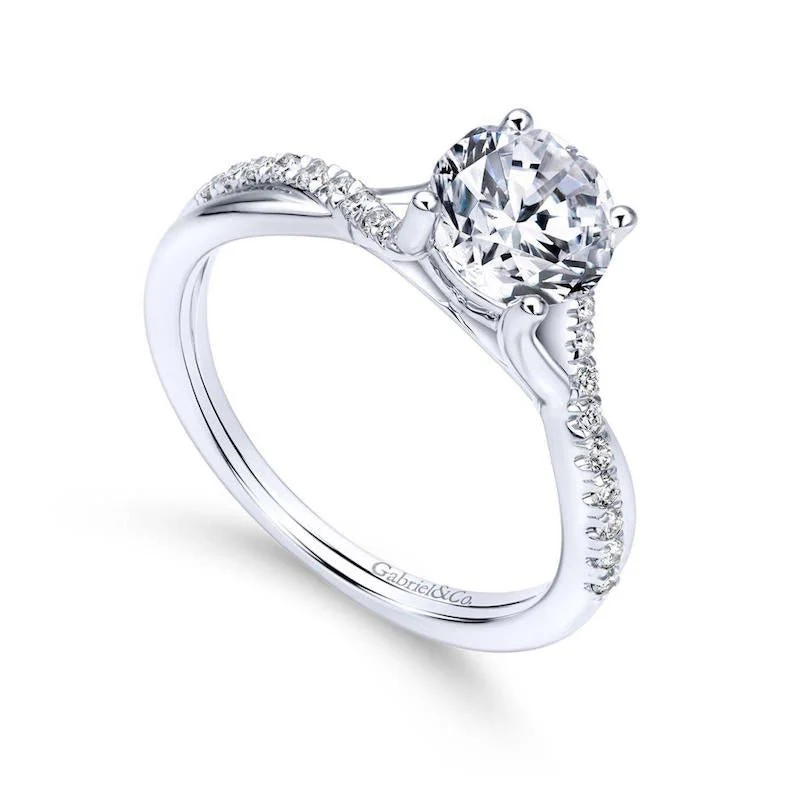 Gabriel & Co. 14k White Gold Contemporary Twisted Engagement Ring - Image 3