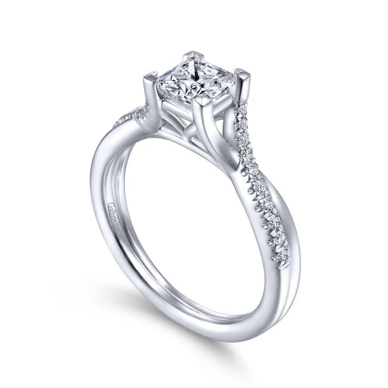 Gabriel & Co. 14k White Gold Contemporary Twisted Engagement Ring - Image 3