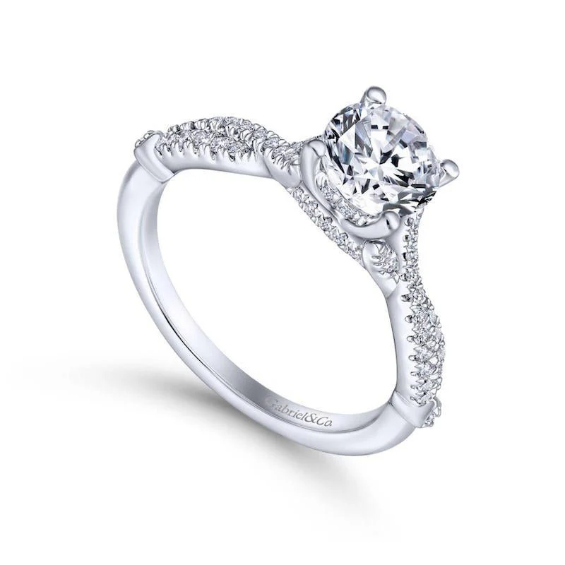 Gabriel & Co. 14k White Gold Contemporary Twisted Engagement Ring - Image 3