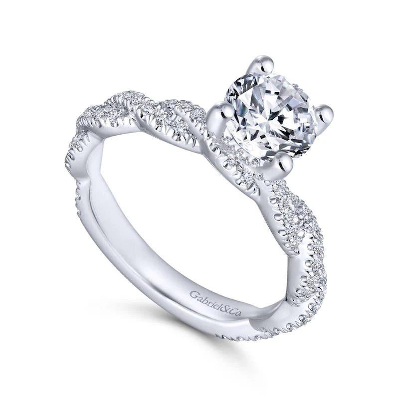 Gabriel & Co. 14k White Gold Contemporary Twisted Engagement Ring - Image 3