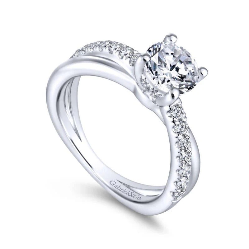 Gabriel & Co. 14k White Gold Contemporary Twisted Engagement Ring - Image 3