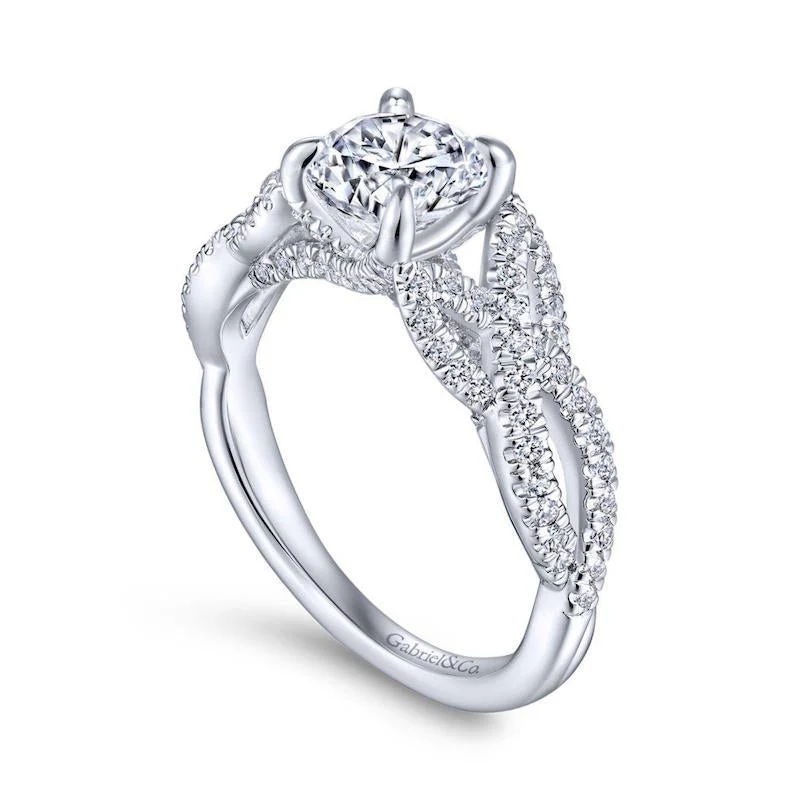 Gabriel & Co. 14k White Gold Contemporary Twisted Engagement Ring - Image 3