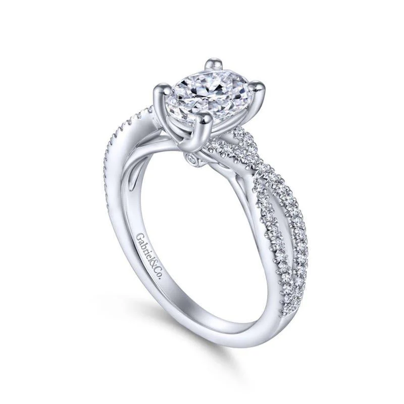 Gabriel & Co. 14k White Gold Contemporary Twisted Engagement Ring - Image 3