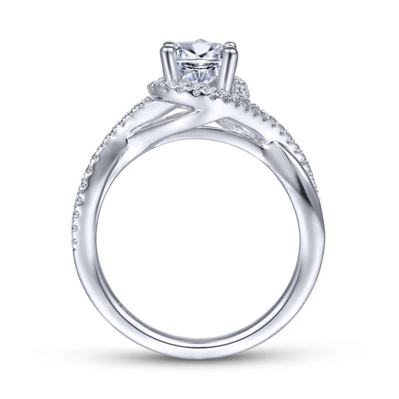 Gabriel & Co. 14k White Gold Contemporary Twisted Engagement Ring - Image 2